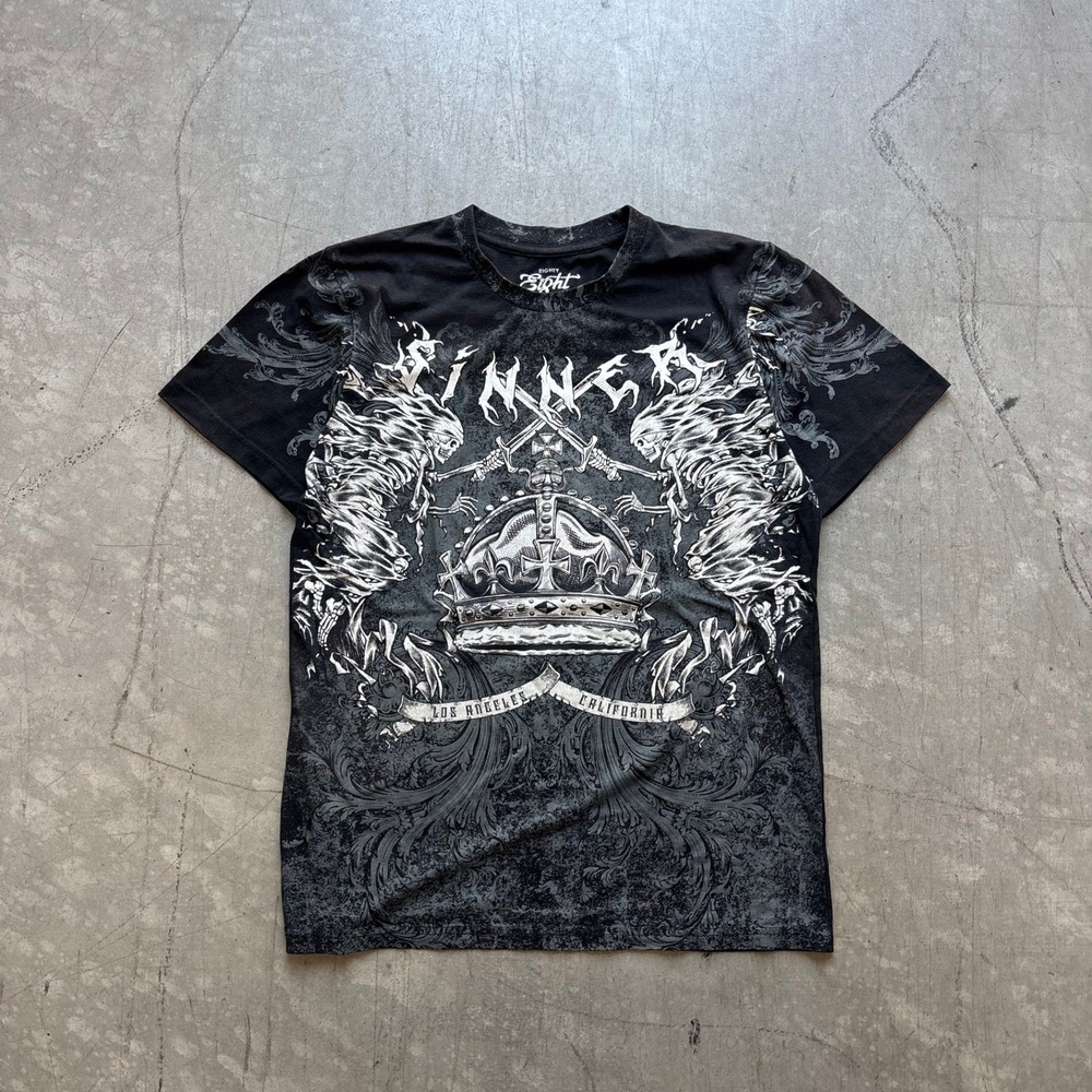 Y2K Eighty Eight Brand Sinner Grunge T Shirt Size Medium